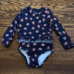 Janie & Jack Floral Long Sleeve Swimsuit